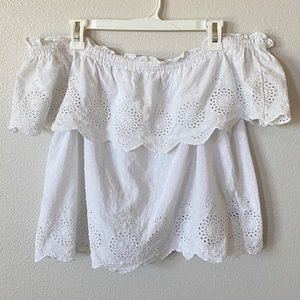 American Eagle white off the shoulder eyelet top